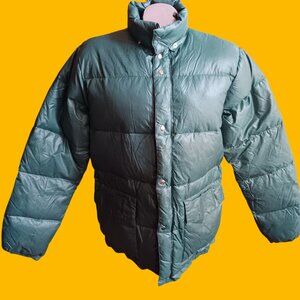 Vintage Medium Down Puffer Jacket Gobi Wesco Green 1980's Taiwan Zip Bomber